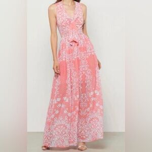 BCBGMaxAzria Pink and White Floral Maxi Dress